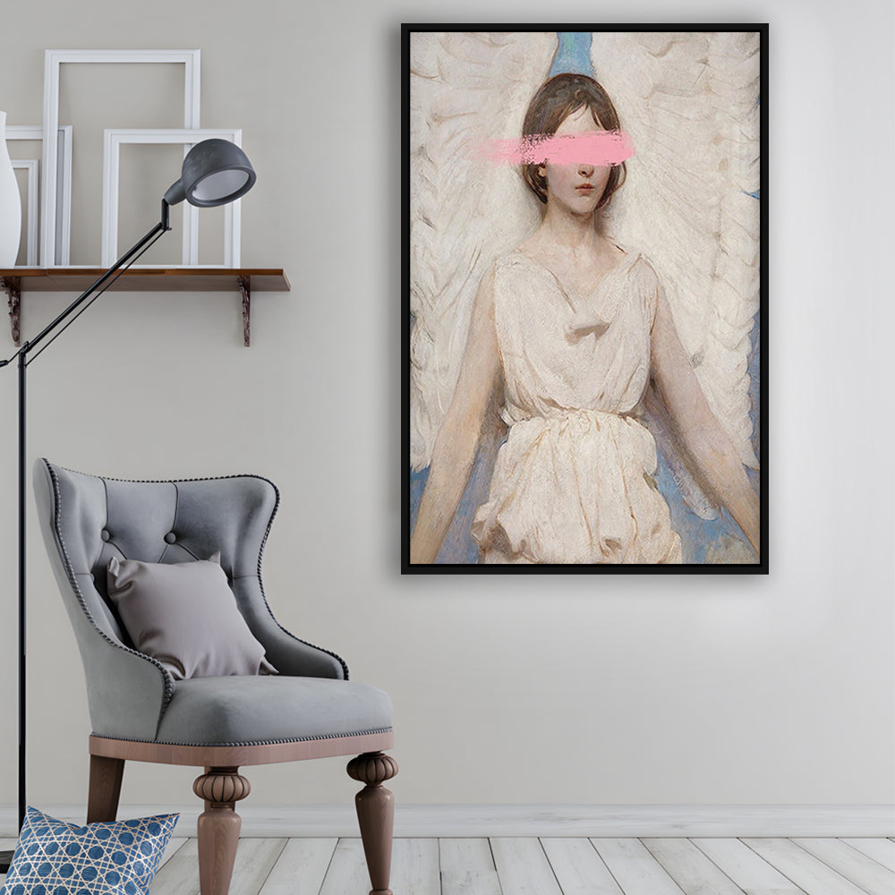 Angel Wall Art Print, Feminist Print, Pink Wall Print, Wall Art, Framed Canvas Prints Wall Art