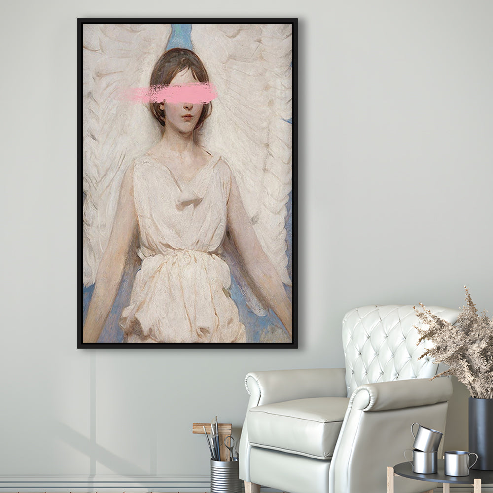 Angel Wall Art Print, Feminist Print, Pink Wall Print, Wall Art, Framed Canvas Prints Wall Art