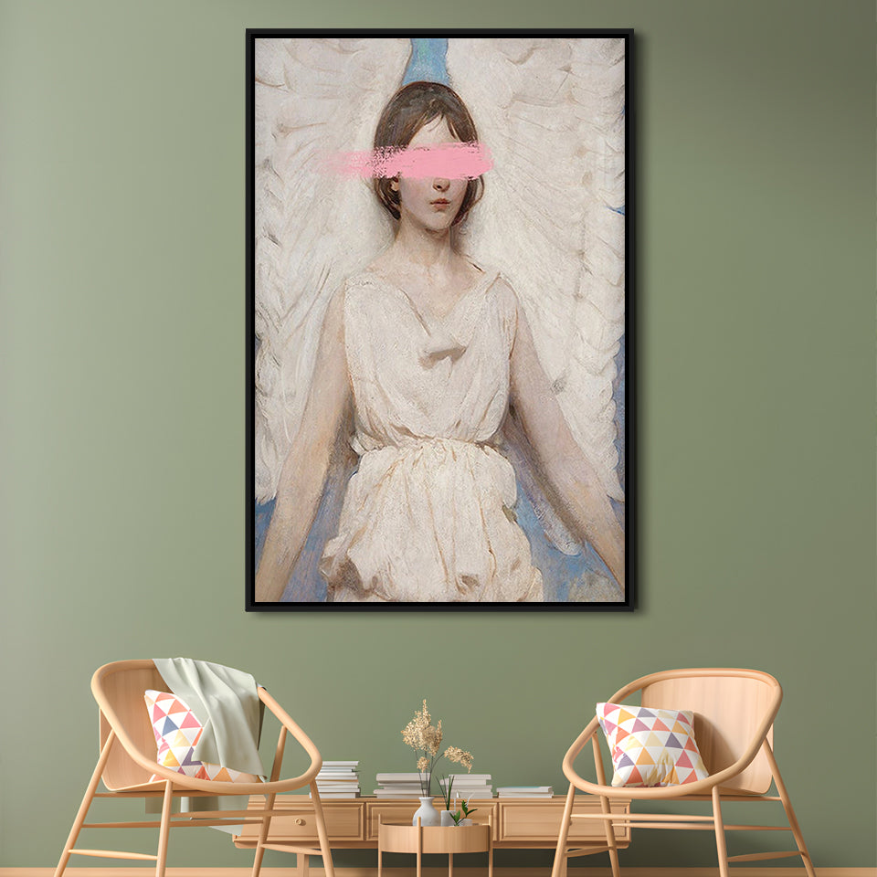 Angel Wall Art Print, Feminist Print, Pink Wall Print, Wall Art, Framed Canvas Prints Wall Art