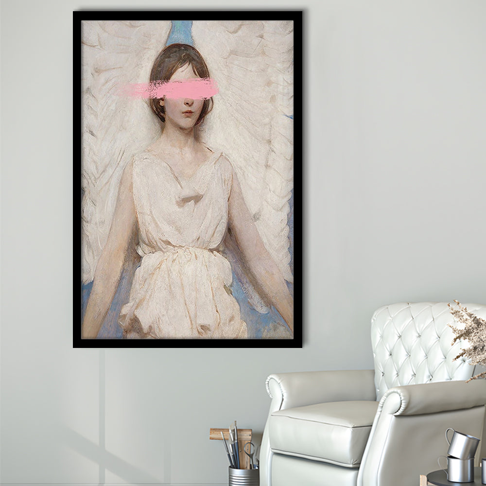 Angel Wall Art Print, Feminist Print, Pink Wall Print, Wall Art, Framed Art Prints Wall Decor