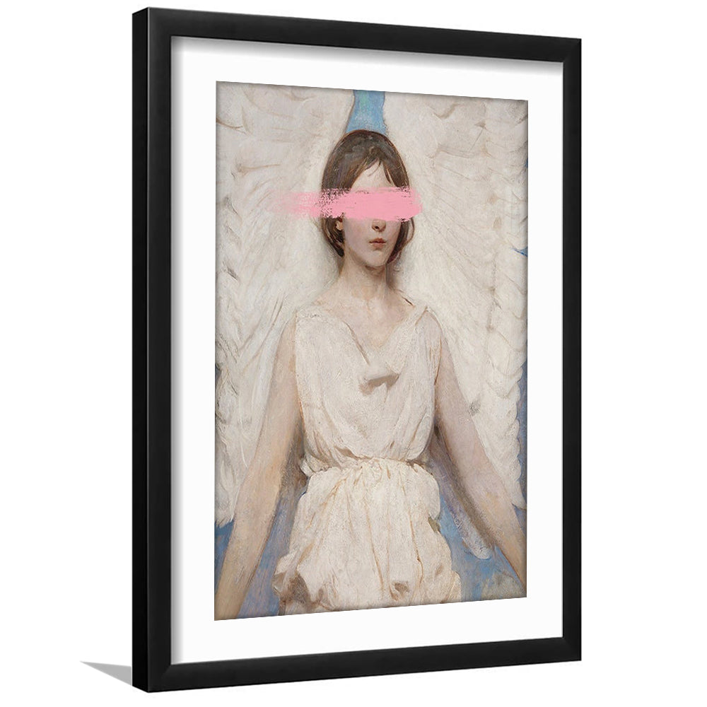 Angel Wall Art Print, Feminist Print, Pink Wall Print, Wall Art, Framed Art Prints White Border Wall Decor