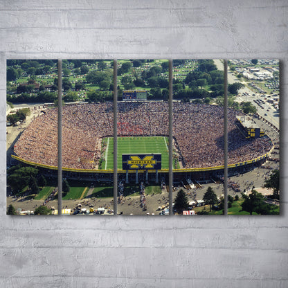 Ann Arbor Michigan, Stadium Canvas, Sport Art, 5 Panel B, Extra Large Canvas, Canvas Print Wall Art