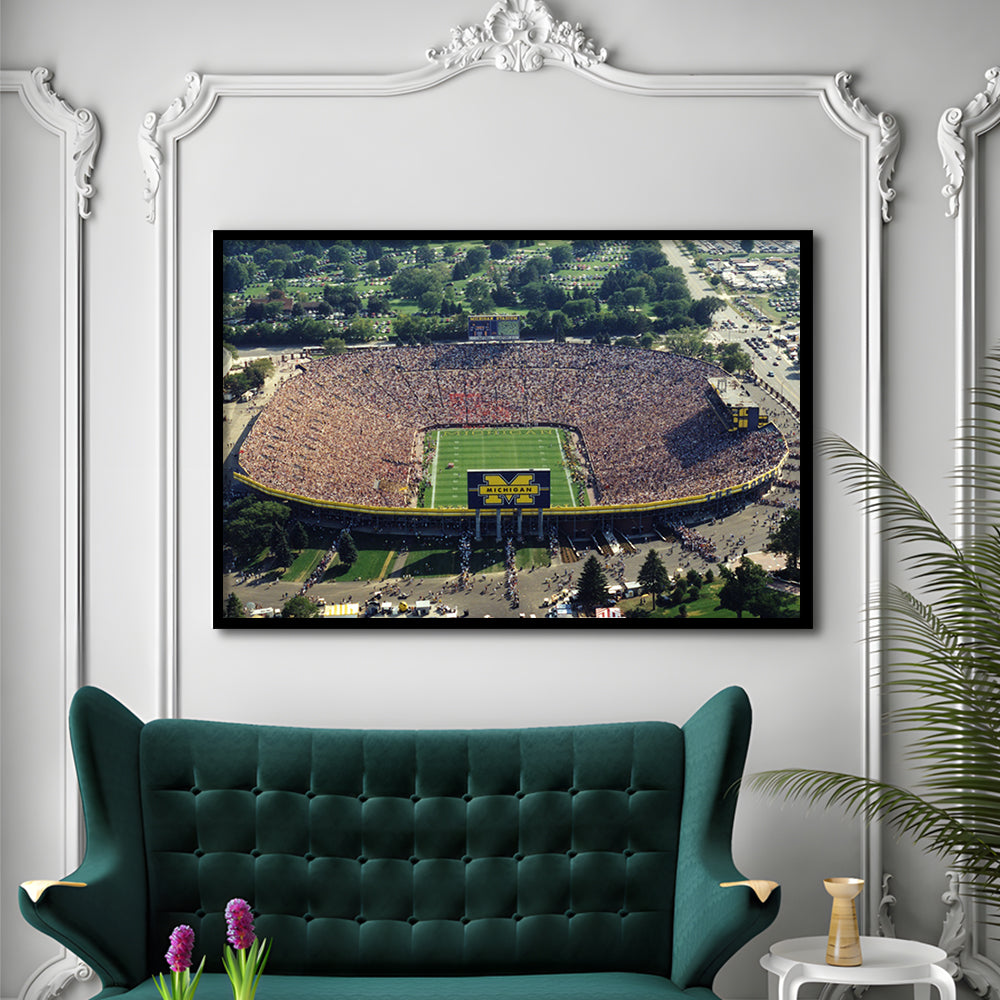 Ann Arbor Michigan, Stadium Canvas, Sport Art, Gift for him, Framed Art Print Wall Decor, Picture Framed