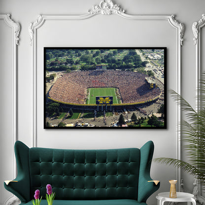 Ann Arbor Michigan, Stadium Canvas, Sport Art, Gift for him, Framed Art Print Wall Decor, Picture Framed