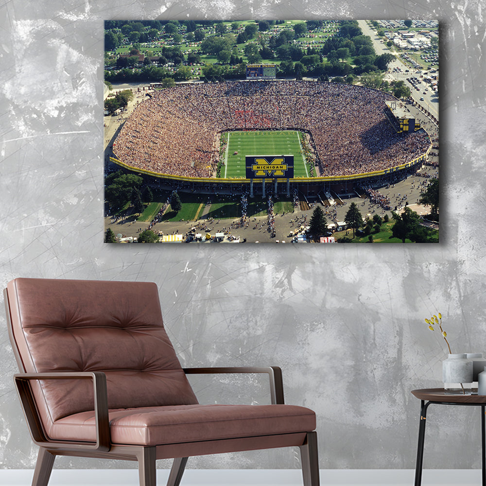 Ann Arbor Michigan, Stadium Canvas, Sport Art, Gift for him, Man Cave Decor, Art Print, Canvas Print Wall Art