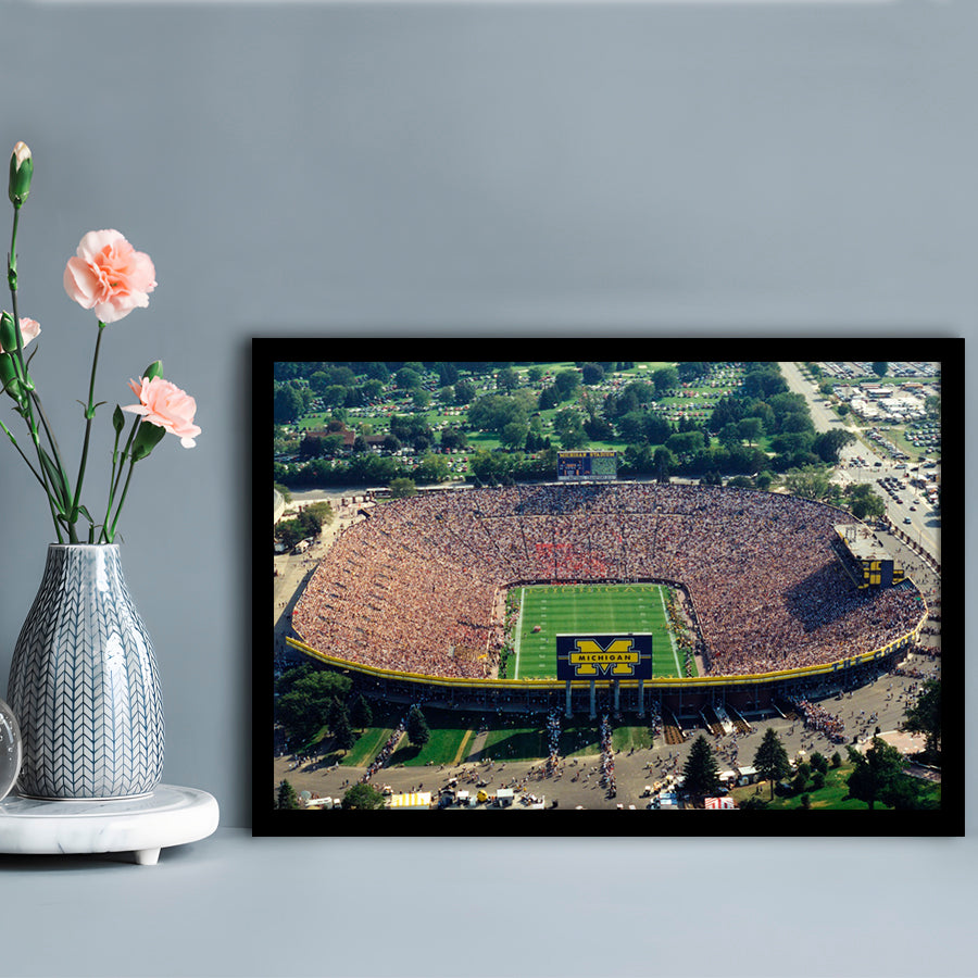 Ann Arbor Michigan, Stadium Canvas, Sport Art, Gift for him, Framed Art Print Wall Decor, Picture Framed