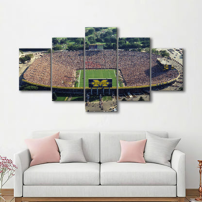 Ann Arbor Michigan, Stadium Canvas, Sport Art, Gift for him, 5 Panel, Large Canvas, Canvas Print Wall Art