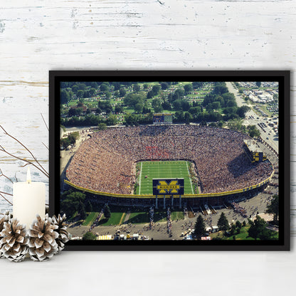 Ann Arbor Michigan, Stadium Canvas, Sport Art, Framed Canvas Print Wall Art, Floating Frame