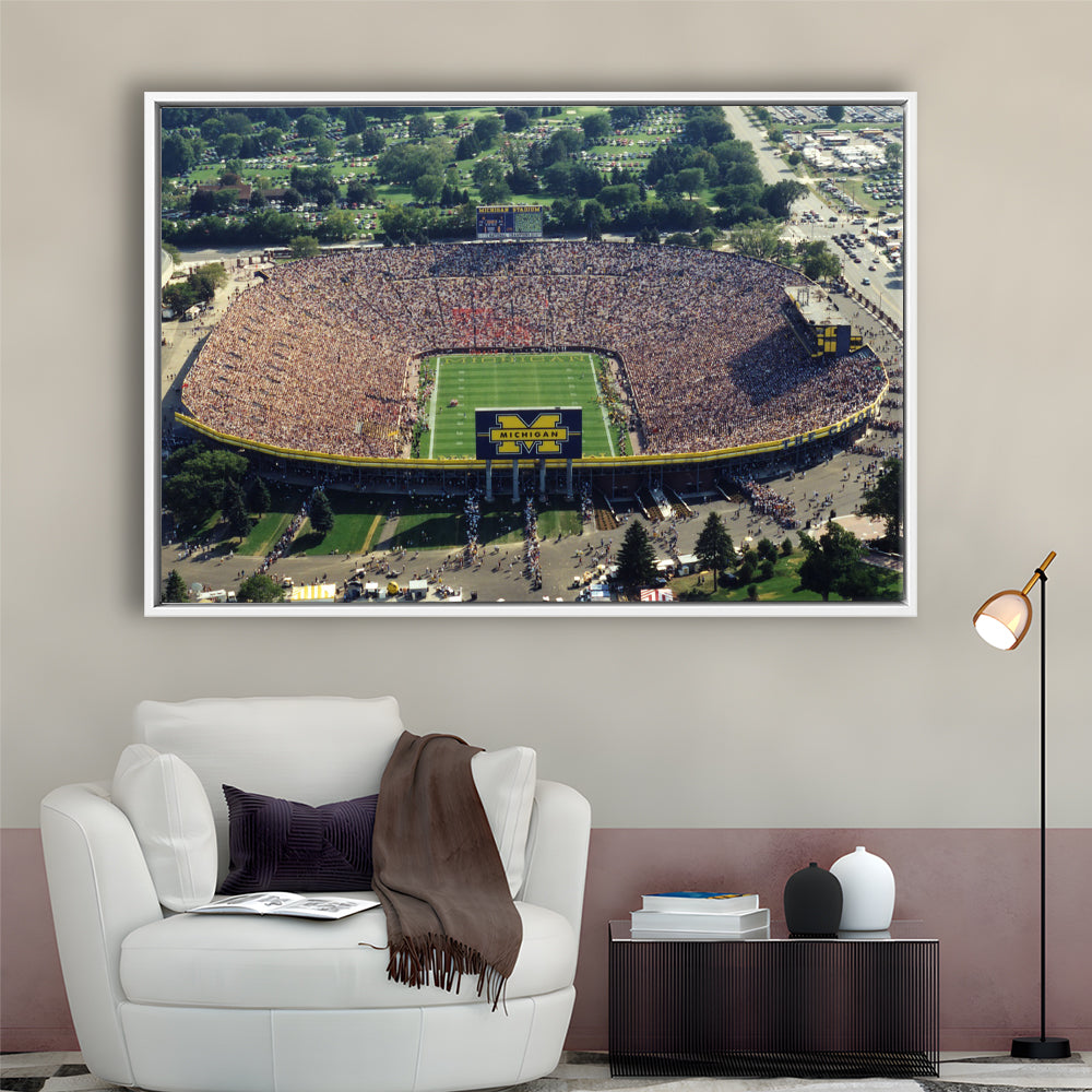 Ann Arbor Michigan, Stadium Canvas, Sport Art, Framed Canvas Print Wall Art, Floating Frame