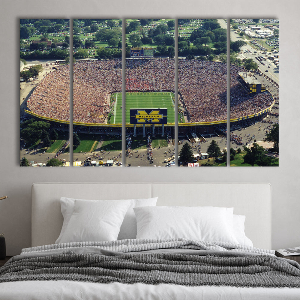 Ann Arbor Michigan, Stadium Canvas, Sport Art, 5 Panel B, Extra Large Canvas, Canvas Print Wall Art