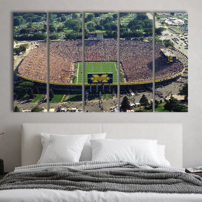 Ann Arbor Michigan, Stadium Canvas, Sport Art, 5 Panel B, Extra Large Canvas, Canvas Print Wall Art