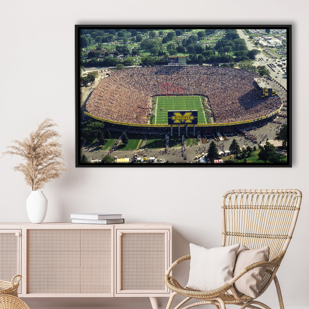 Ann Arbor Michigan, Stadium Canvas, Sport Art, Framed Canvas Print Wall Art, Floating Frame