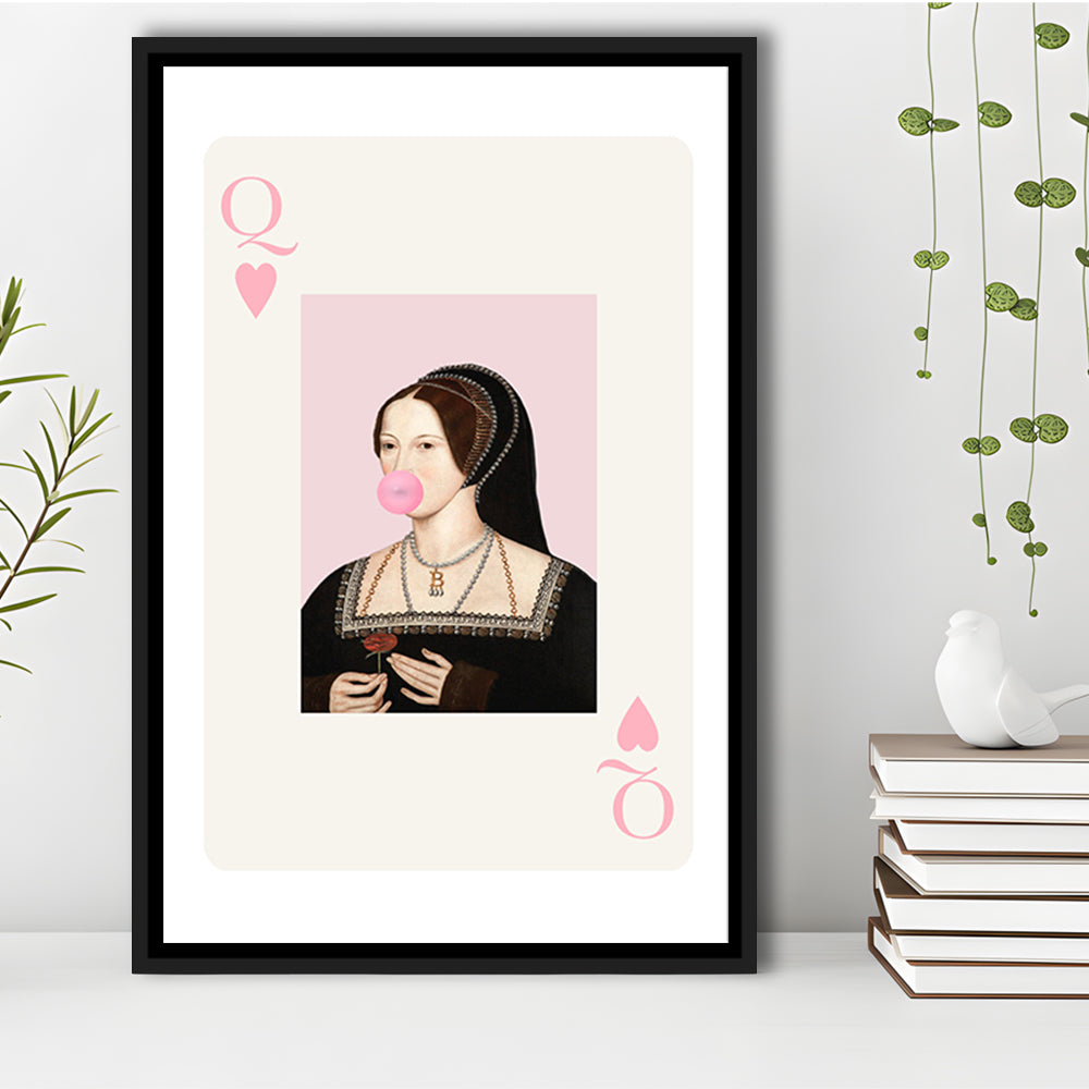 Anne Boleyn Queen Of Hearts, Floating Framed Canvas Art Print,, Framed Canvas Prints Wall Art