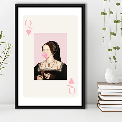 Anne Boleyn Queen Of Hearts, Floating Framed Canvas Art Print,, Framed Canvas Prints Wall Art