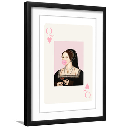 Anne Boleyn Queen Of Hearts, Framed Picture Print, Framed Art Prints White Border Wall Decor