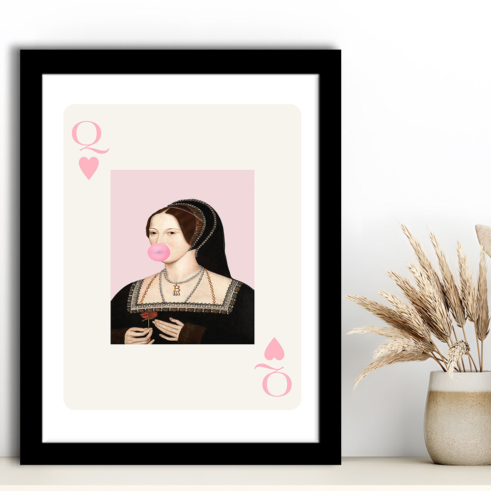 Anne Boleyn Queen Of Hearts, Framed Picture Print,, Framed Art Prints Wall Decor
