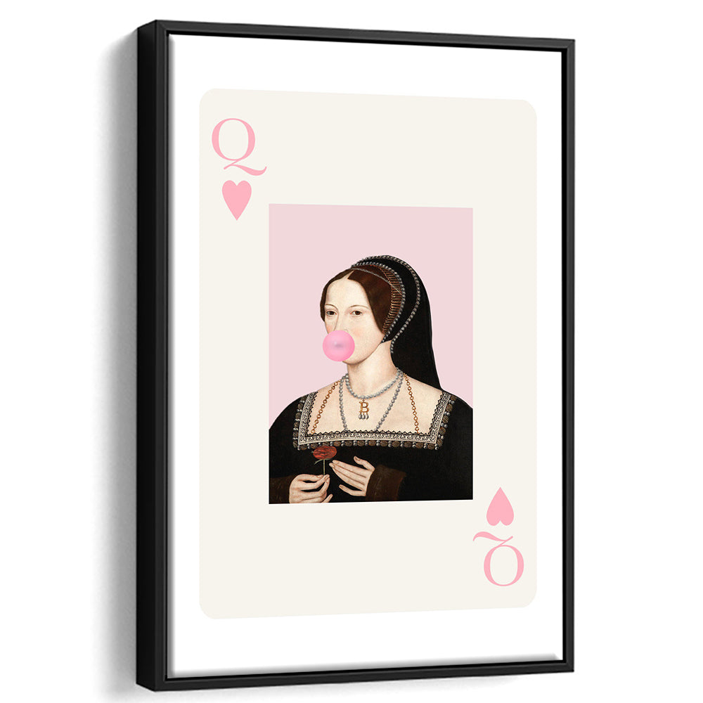 Anne Boleyn Queen Of Hearts, Floating Framed Canvas Art Print,, Framed Canvas Prints Wall Art