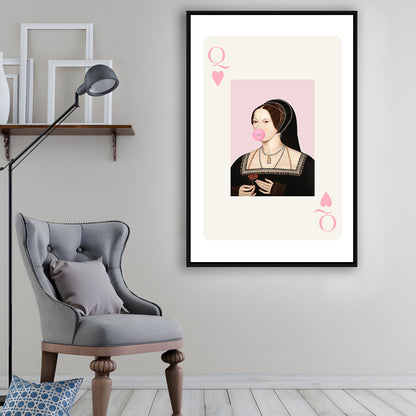 Anne Boleyn Queen Of Hearts, Floating Framed Canvas Art Print,, Framed Canvas Prints Wall Art