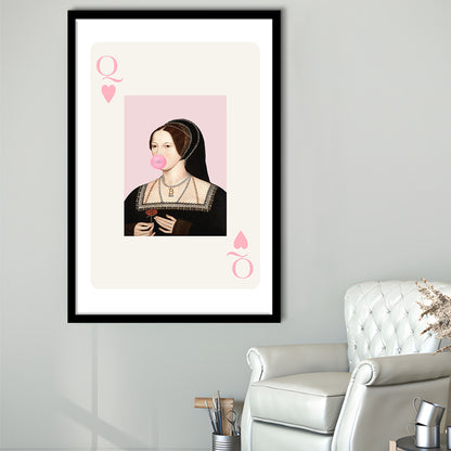 Anne Boleyn Queen Of Hearts, Framed Picture Print,, Framed Art Prints Wall Decor