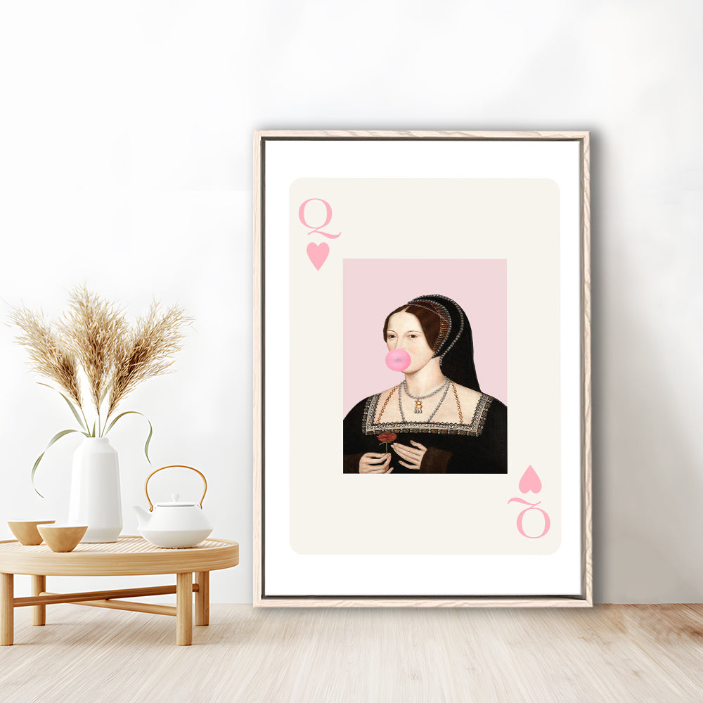Anne Boleyn Queen Of Hearts, Floating Framed Canvas Art Print,, Framed Canvas Prints Wall Art
