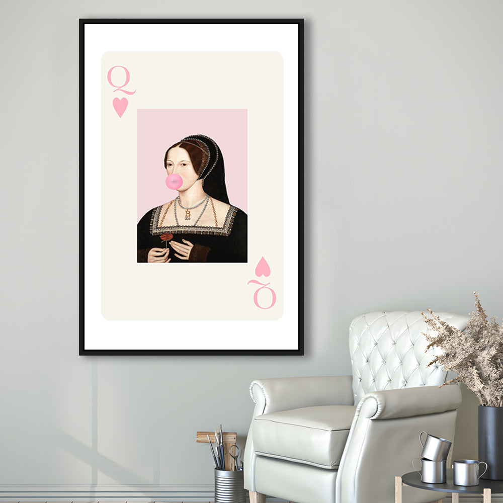 Anne Boleyn Queen Of Hearts, Floating Framed Canvas Art Print,, Framed Canvas Prints Wall Art