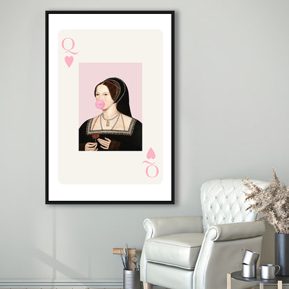 Anne Boleyn Queen Of Hearts, Floating Framed Canvas Art Print,, Framed Canvas Prints Wall Art