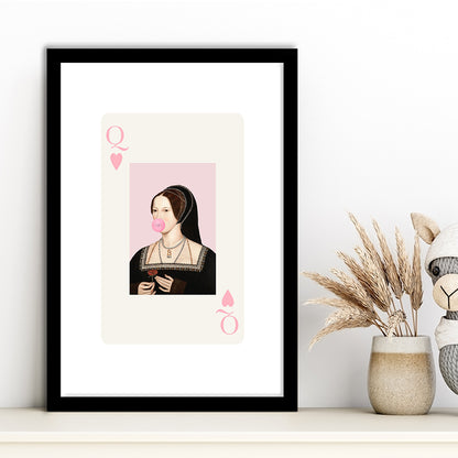 Anne Boleyn Queen Of Hearts, Framed Picture Print, Framed Art Prints White Border Wall Decor