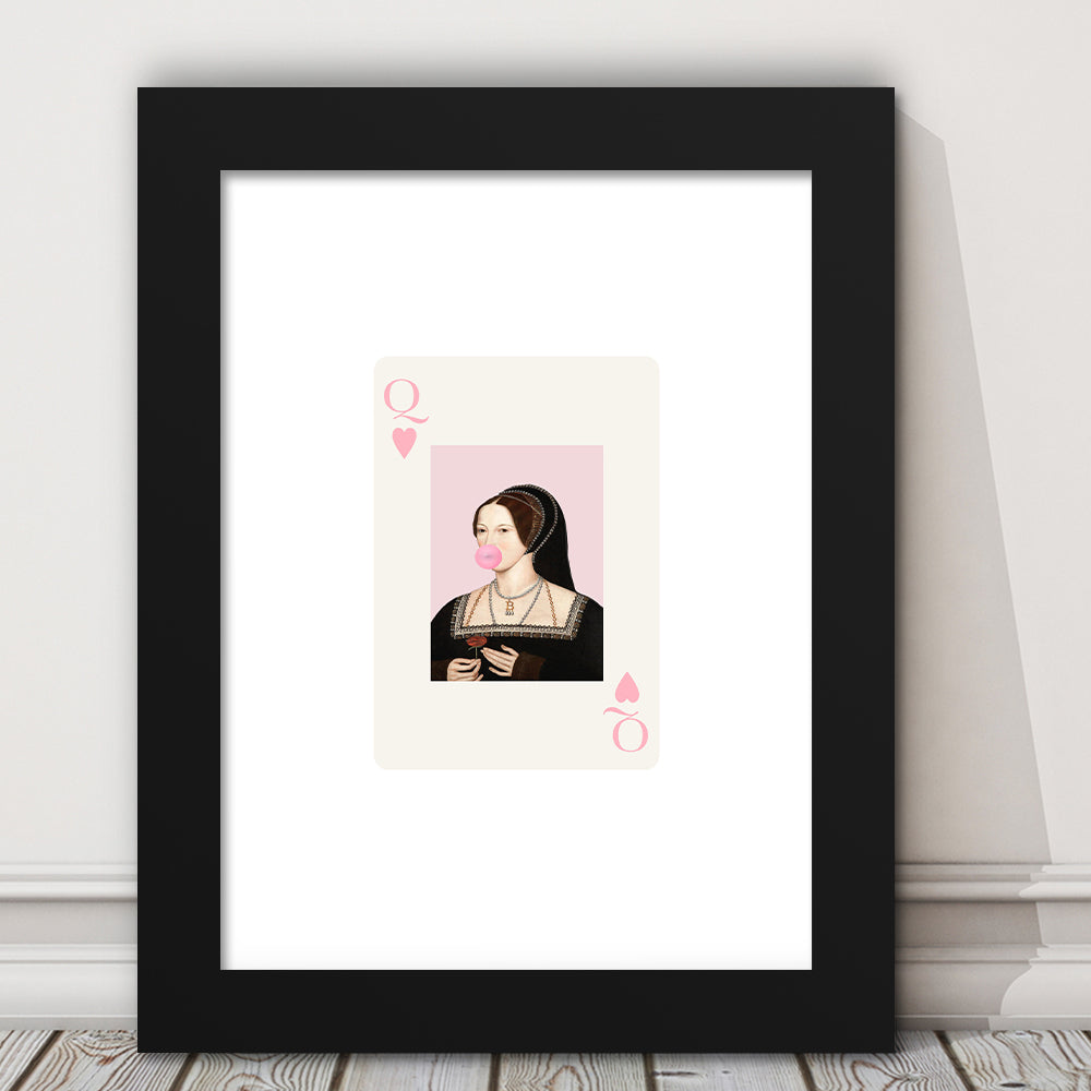 Anne Boleyn Queen Of Hearts, Framed Picture Print, Framed Art Prints White Border Wall Decor