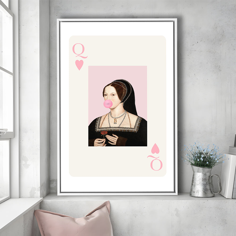 Anne Boleyn Queen Of Hearts, Floating Framed Canvas Art Print,, Framed Canvas Prints Wall Art