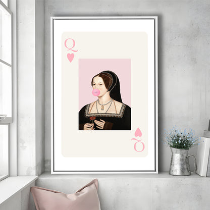 Anne Boleyn Queen Of Hearts, Floating Framed Canvas Art Print,, Framed Canvas Prints Wall Art