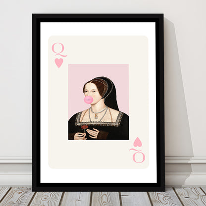 Anne Boleyn Queen Of Hearts, Floating Framed Canvas Art Print,, Framed Canvas Prints Wall Art