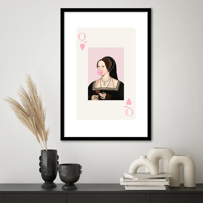 Anne Boleyn Queen Of Hearts, Framed Picture Print, Framed Art Prints White Border Wall Decor