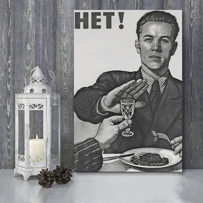 Anti Alcohol Vintage Print, Black and White, Alcohol Drinking Vintage, Canvas Print Wall Art