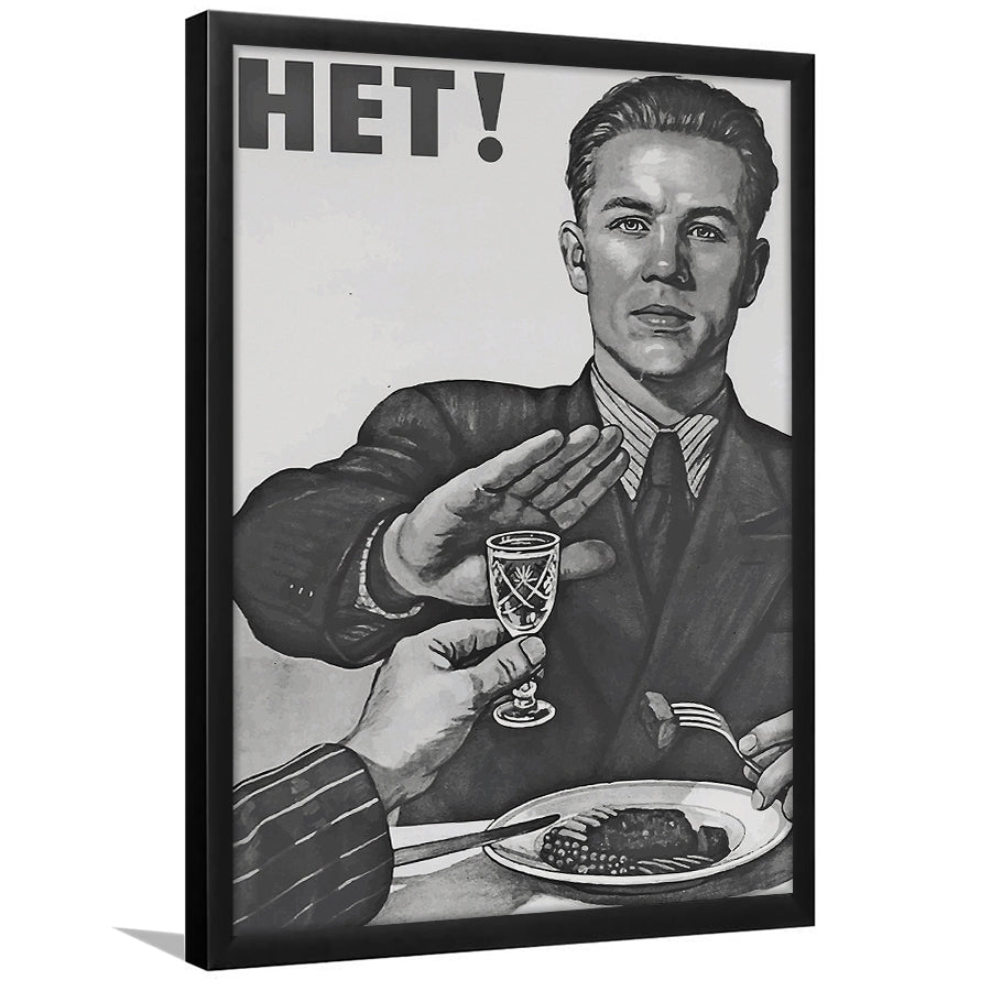 Anti Alcohol Vintage Print, Black and White, Alcohol Drinking Vintage, Framed Art Print Wall Decor