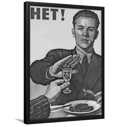 Anti Alcohol Vintage Print, Black and White, Alcohol Drinking Vintage, Framed Art Print Wall Decor