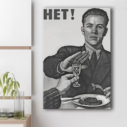 Anti Alcohol Vintage Print, Black and White, Alcohol Drinking Vintage, Canvas Print Wall Art