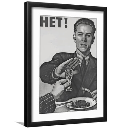 Anti Alcohol Vintage Print, Black and White, Alcohol Drinking Vintage, Framed Art Print White Border Wall Decor