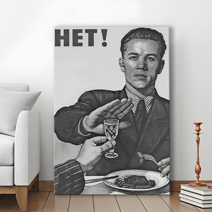 Anti Alcohol Vintage Print, Black and White, Alcohol Drinking Vintage, Canvas Print Wall Art