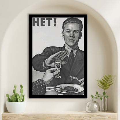 Anti Alcohol Vintage Print, Black and White, Alcohol Drinking Vintage, Framed Art Print Wall Decor