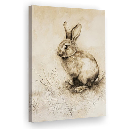 Antique Rabbit Sketch Vintage Print, Nursery Art, Canvas Print Wall Art, Wall Decor, Painting Canvas