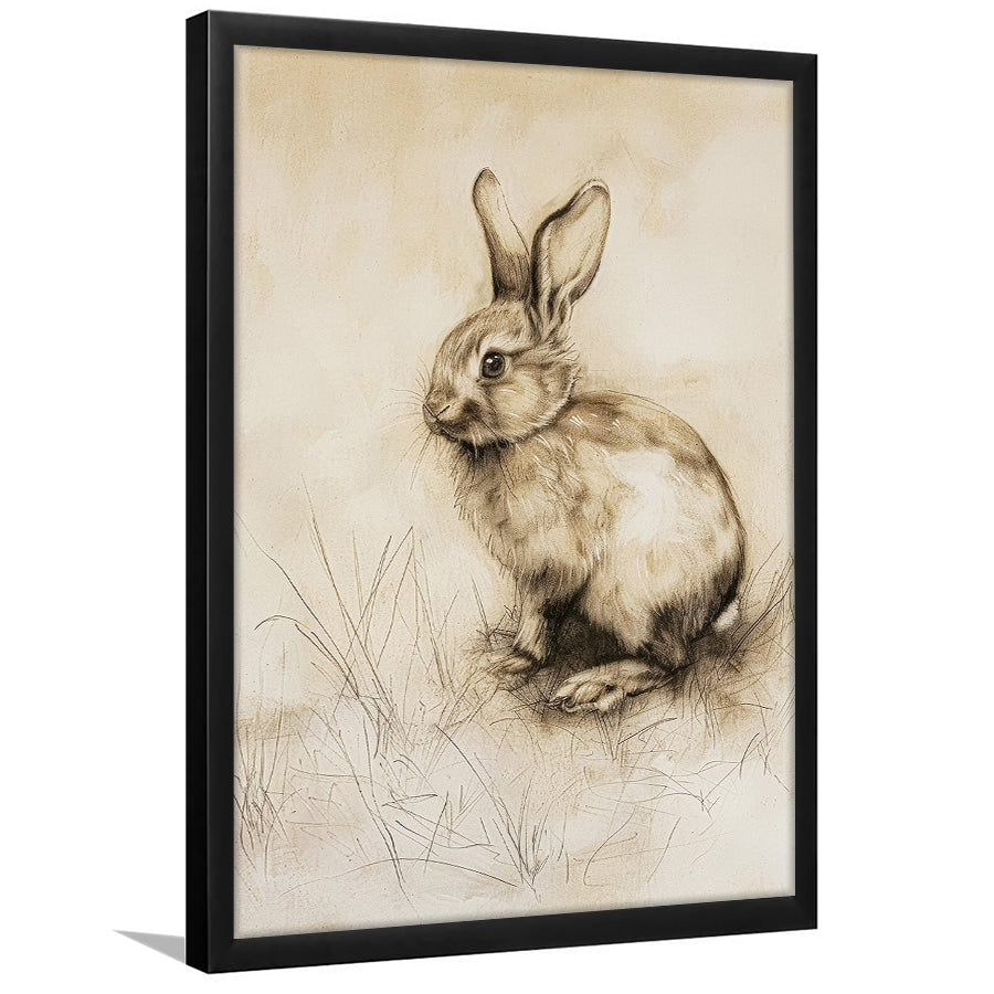 Antique Rabbit Sketch Vintage Print, Nursery Art, Framed Art Print Wall Decor, Picture Framed