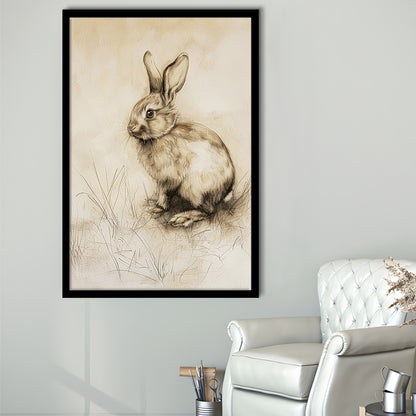 Antique Rabbit Sketch Vintage Print, Nursery Art, Framed Art Print Wall Decor, Picture Framed