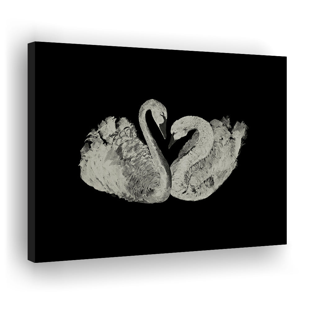 Antique Swan Painting Print Yourself 19th Century Art Square Vintage Canvas Print Wall Art