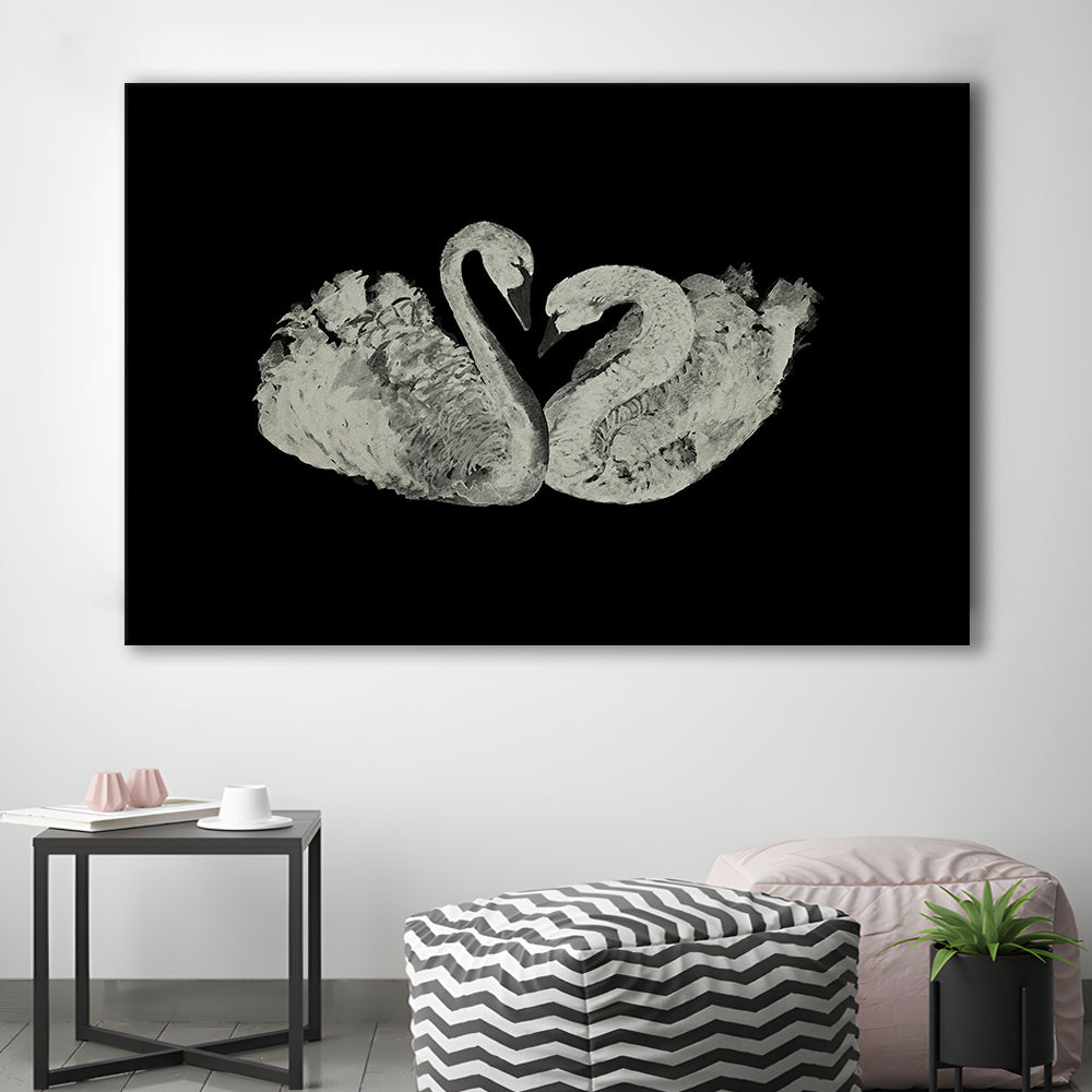 Antique Swan Painting Print Yourself 19th Century Art Square Vintage Canvas Print Wall Art