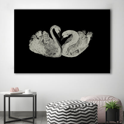 Antique Swan Painting Print Yourself 19th Century Art Square Vintage Canvas Print Wall Art