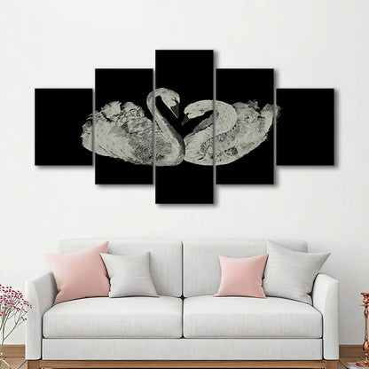 Antique Swan Painting Print Yourself 19th Century Art Square Vintage Mixed Canvas Print Wall Art