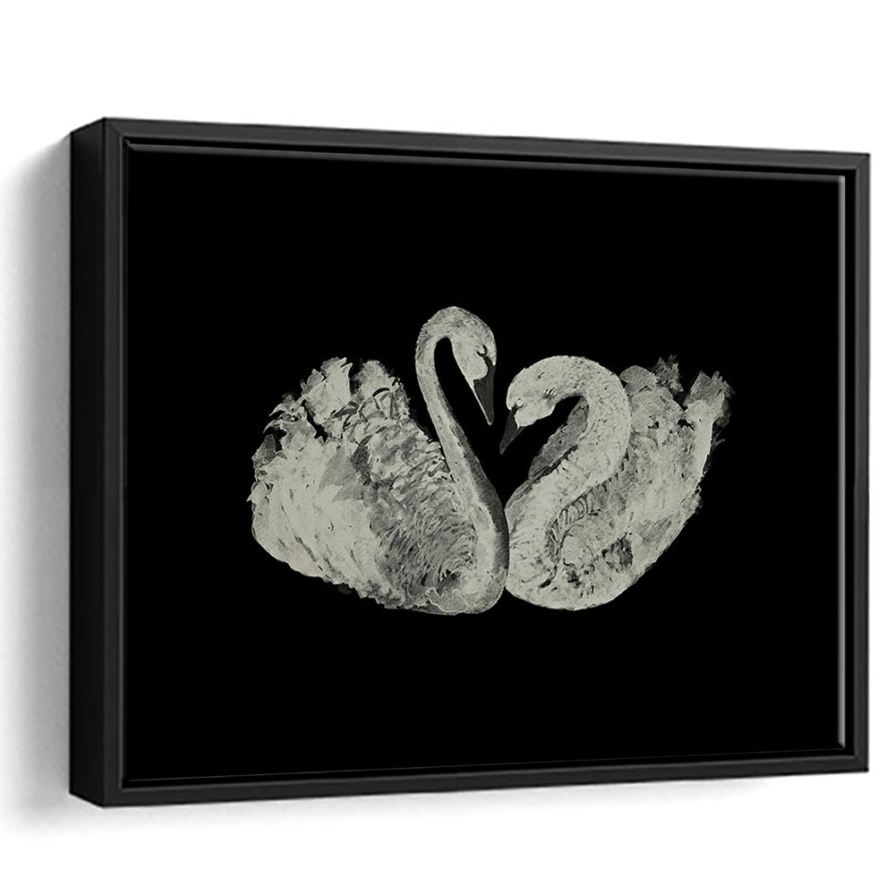 Antique Swan Painting Print Yourself 19th Century Art Square Vintage Framed Canvas Print Wall Art