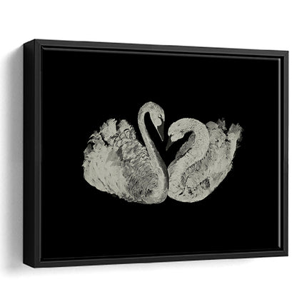 Antique Swan Painting Print Yourself 19th Century Art Square Vintage Framed Canvas Print Wall Art
