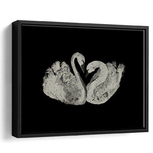 Antique Swan Painting Print Yourself 19th Century Art Square Vintage Framed Canvas Print Wall Art