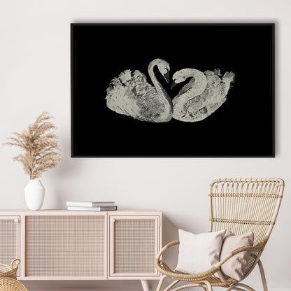 Antique Swan Painting Print Yourself 19th Century Art Square Vintage Framed Canvas Print Wall Art